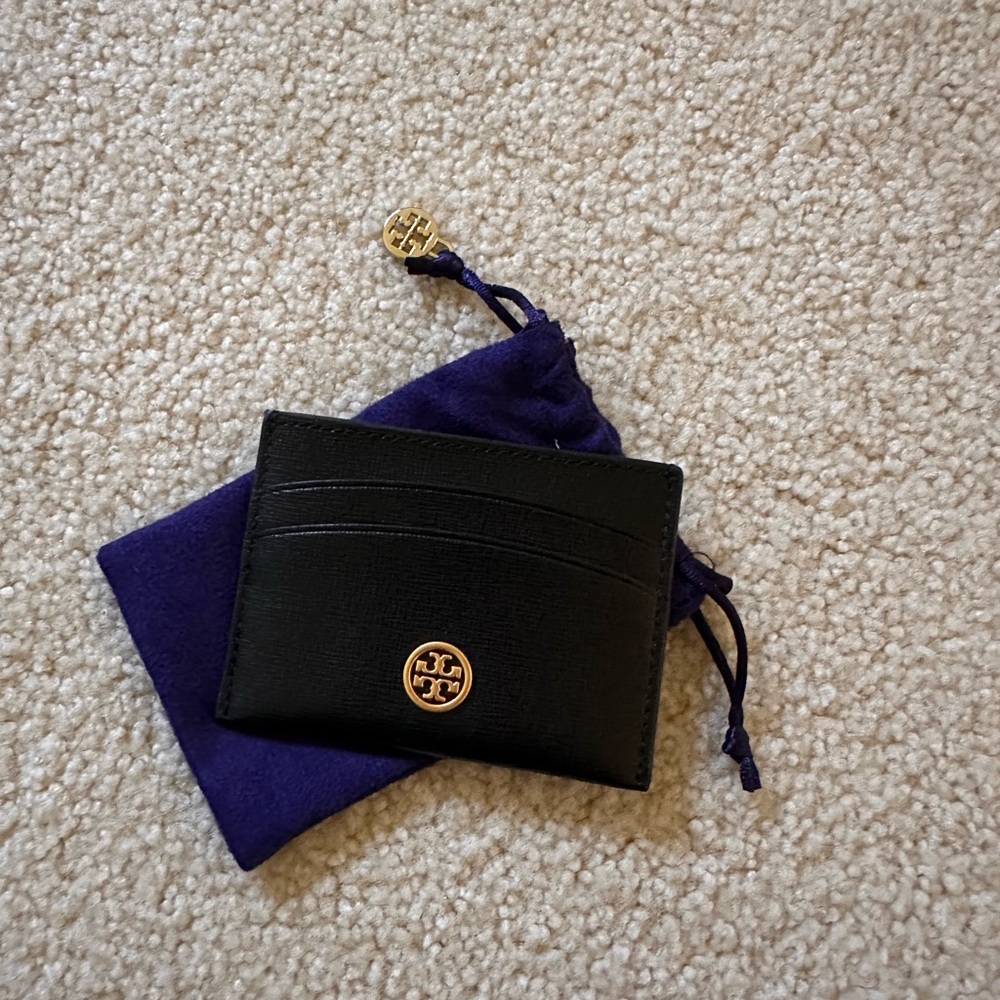 Tory Burch Black Card Holder with Gold Logo